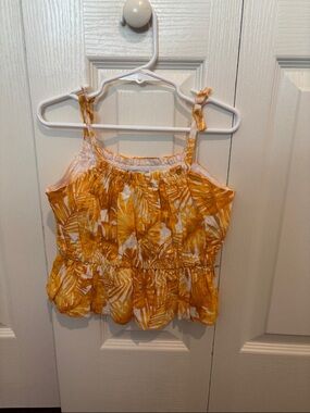 Janie and Jack Yellow and White Tropical Print Tank Top